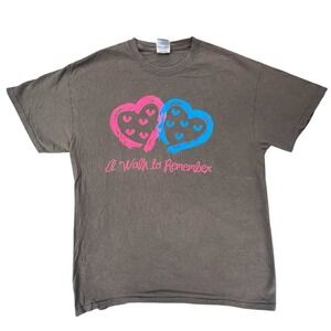 Y2K A Walk to Remember Movie Gildan Gray T-Shirt Medium Pink Blue‎ Hearts
